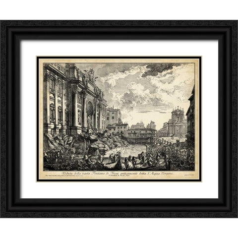 Veduta della vasta Fontana di Trevi Black Ornate Wood Framed Art Print with Double Matting by Piranesi