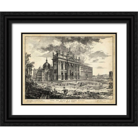 Veduta Basilica S.Giovanni Laterano Black Ornate Wood Framed Art Print with Double Matting by Piranesi
