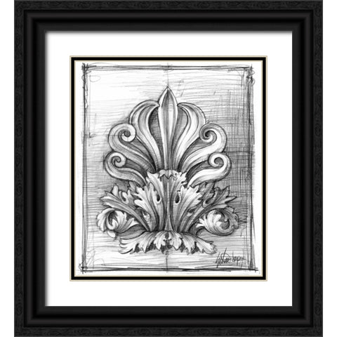 Non-Embellished Decorative Ornament I Black Ornate Wood Framed Art Print with Double Matting by Harper, Ethan