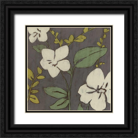 Cream Florals I Black Ornate Wood Framed Art Print with Double Matting by Goldberger, Jennifer