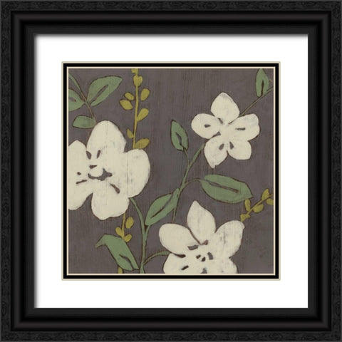 Cream Florals II Black Ornate Wood Framed Art Print with Double Matting by Goldberger, Jennifer