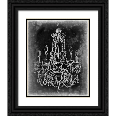 Chalkboard Chandelier Sketch III Black Ornate Wood Framed Art Print with Double Matting by Harper, Ethan