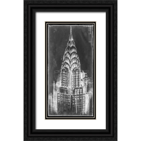 Chrysler Blueprint Black Ornate Wood Framed Art Print with Double Matting by Harper, Ethan