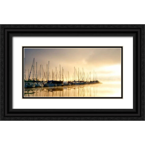 Marina Morning I Black Ornate Wood Framed Art Print with Double Matting by Head, Danny