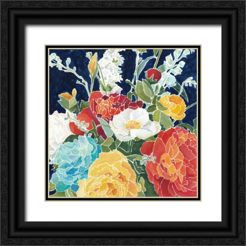 Midnight Florals I Black Ornate Wood Framed Art Print with Double Matting by Meagher, Megan