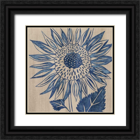 Indigo Sunflower Black Ornate Wood Framed Art Print with Double Matting by Zarris, Chariklia