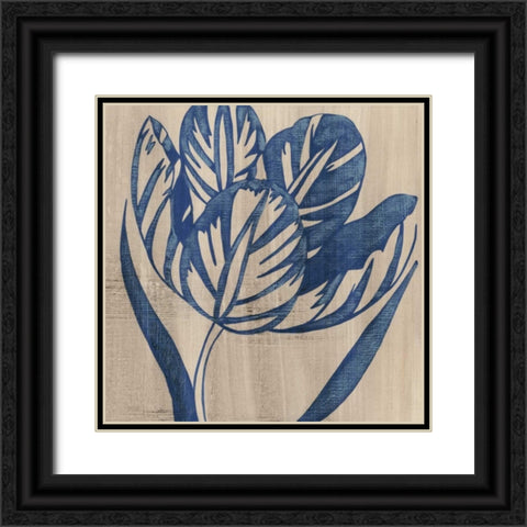 Indigo Tulip Black Ornate Wood Framed Art Print with Double Matting by Zarris, Chariklia