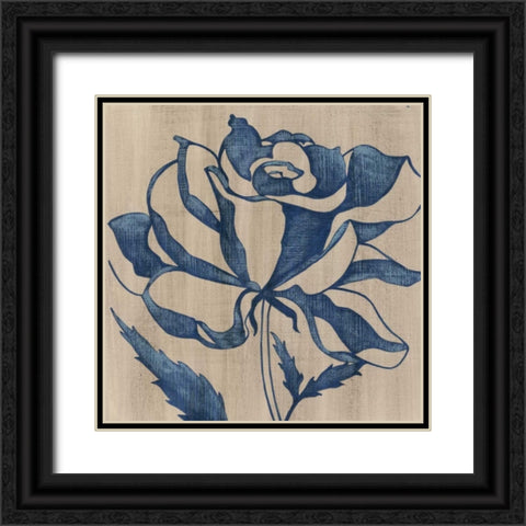 Indigo Rose Black Ornate Wood Framed Art Print with Double Matting by Zarris, Chariklia