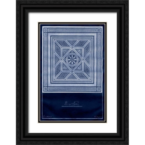 Indigo Tile V Black Ornate Wood Framed Art Print with Double Matting by Vision Studio