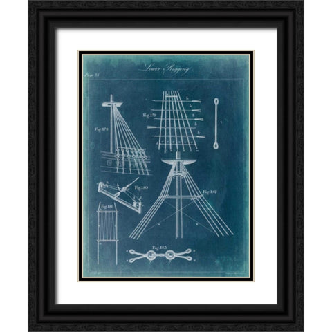 Nautical Detail Blueprint II Black Ornate Wood Framed Art Print with Double Matting by Vision Studio