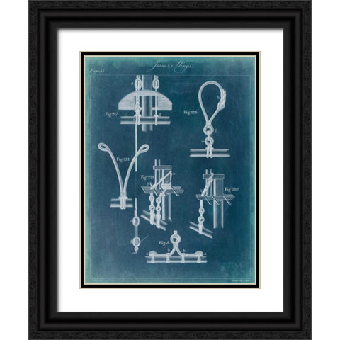 Nautical Detail Blueprint IV Black Ornate Wood Framed Art Print with Double Matting by Vision Studio