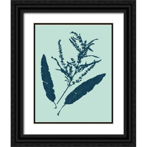 Indigo and Mint Botanical Study IV Black Ornate Wood Framed Art Print with Double Matting by Vision Studio