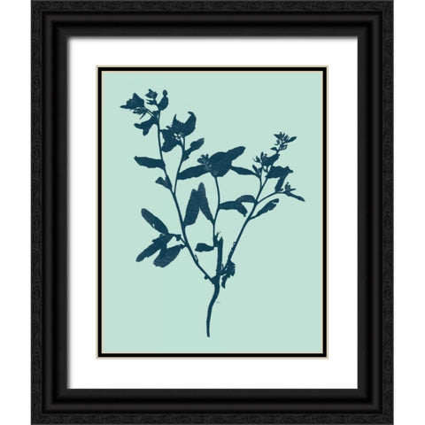 Indigo and Mint Botanical Study VII Black Ornate Wood Framed Art Print with Double Matting by Vision Studio