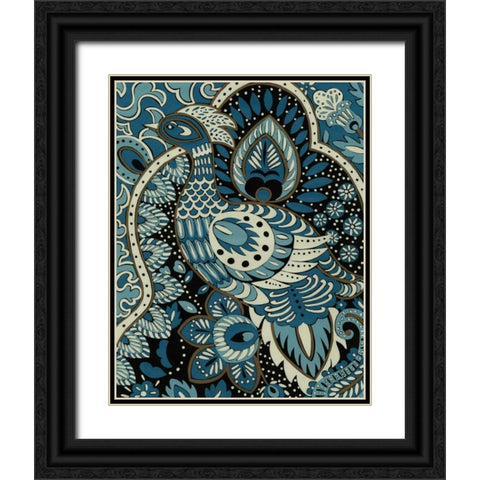 Indigo Peacock II Black Ornate Wood Framed Art Print with Double Matting by Zarris, Chariklia