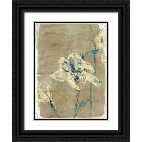 Floral Vignette II Black Ornate Wood Framed Art Print with Double Matting by Goldberger, Jennifer