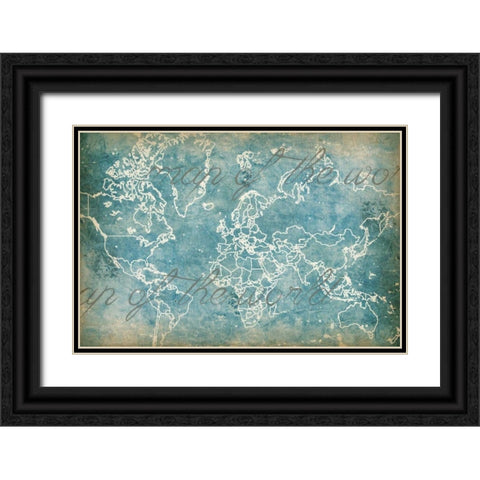 Moon Map Black Ornate Wood Framed Art Print with Double Matting by Goldberger, Jennifer