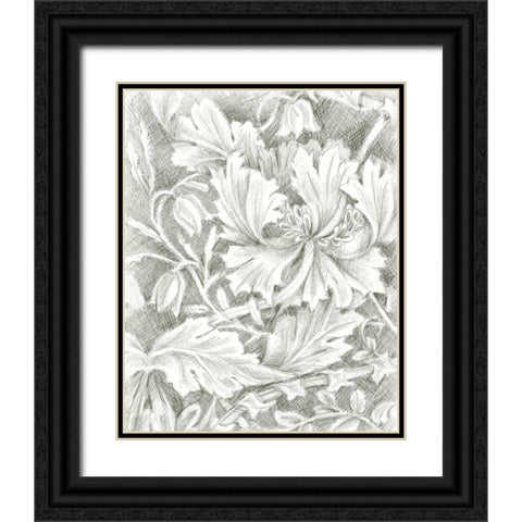 Floral Pattern Sketch I Black Ornate Wood Framed Art Print with Double Matting by Harper, Ethan