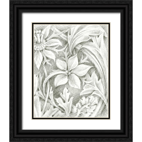 Floral Pattern Sketch III Black Ornate Wood Framed Art Print with Double Matting by Harper, Ethan