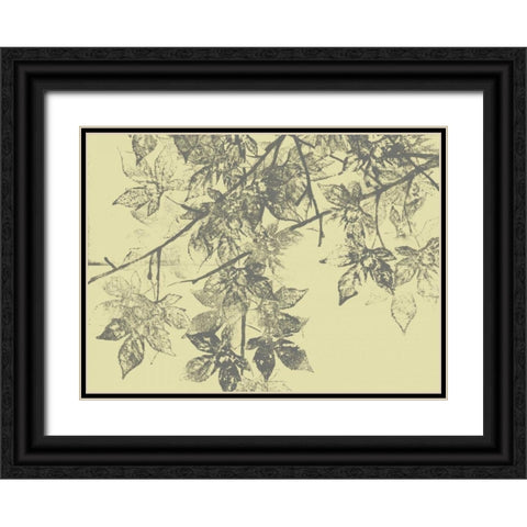 Grey Leaves II Black Ornate Wood Framed Art Print with Double Matting by Goldberger, Jennifer