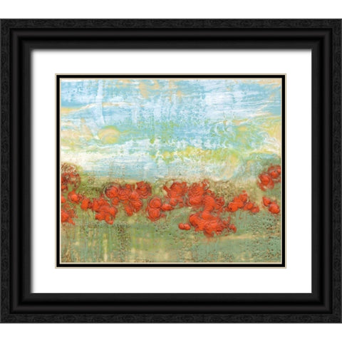 Coral Poppies II Black Ornate Wood Framed Art Print with Double Matting by Goldberger, Jennifer