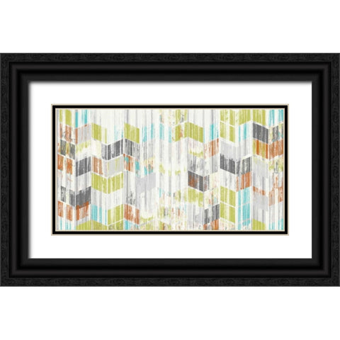 Brushed Chevron I Black Ornate Wood Framed Art Print with Double Matting by Goldberger, Jennifer