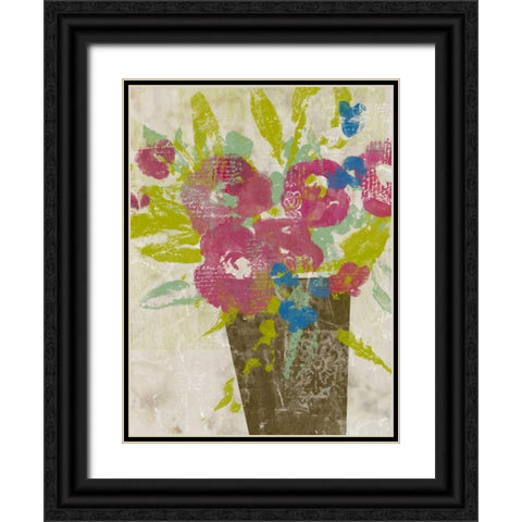 Bouquet Collage II Black Ornate Wood Framed Art Print with Double Matting by Goldberger, Jennifer