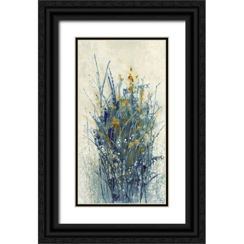 Indigo Floral I Black Ornate Wood Framed Art Print with Double Matting by OToole, Tim
