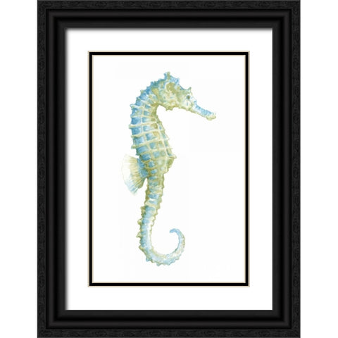 Watercolor Seahorse I Black Ornate Wood Framed Art Print with Double Matting by Meagher, Megan