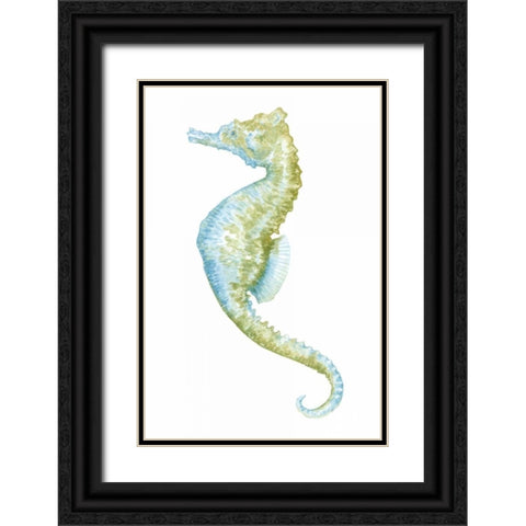 Watercolor Seahorse II Black Ornate Wood Framed Art Print with Double Matting by Meagher, Megan