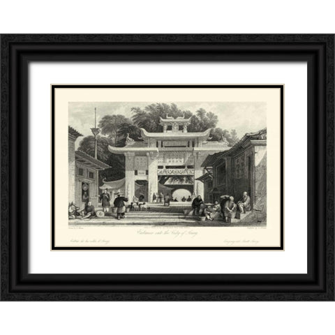 Scenes in China V Black Ornate Wood Framed Art Print with Double Matting by Allom, T.