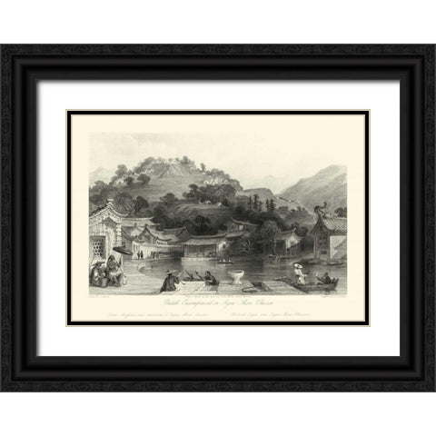 Scenes in China VI Black Ornate Wood Framed Art Print with Double Matting by Allom, T.