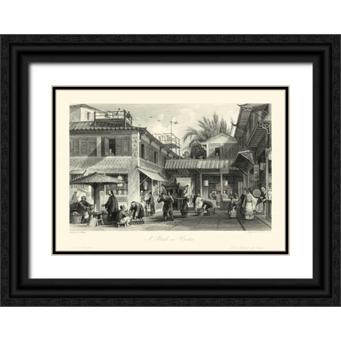 Scenes in China VIII Black Ornate Wood Framed Art Print with Double Matting by Allom, T.