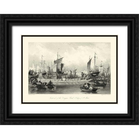 Scenes in China XI Black Ornate Wood Framed Art Print with Double Matting by Allom, T.
