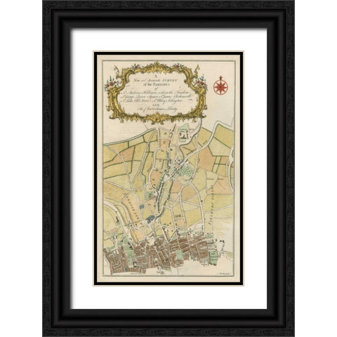 Parishes of London Black Ornate Wood Framed Art Print with Double Matting by Cole, B.