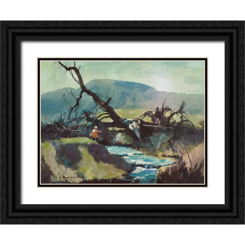 Fishing Retreat III Black Ornate Wood Framed Art Print with Double Matting by Mason, Roy M.