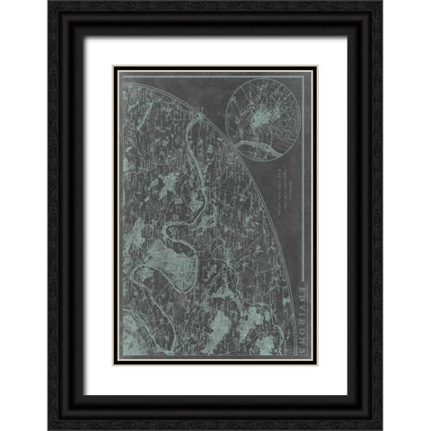 Map of Paris Grid I Black Ornate Wood Framed Art Print with Double Matting by Vision Studio