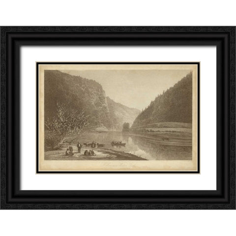 Delaware Water Gap Black Ornate Wood Framed Art Print with Double Matting by R. Hinshelwood