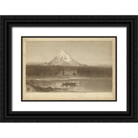 Mount Hood from Columbia Black Ornate Wood Framed Art Print with Double Matting by R. Hinshelwood