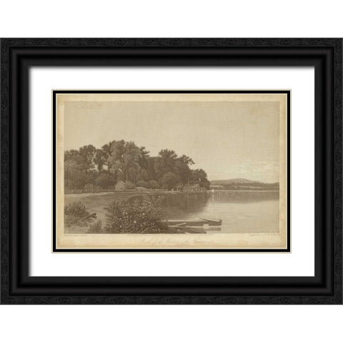 Mouth of the Moodna on the Hudson Black Ornate Wood Framed Art Print with Double Matting by R. Hinshelwood