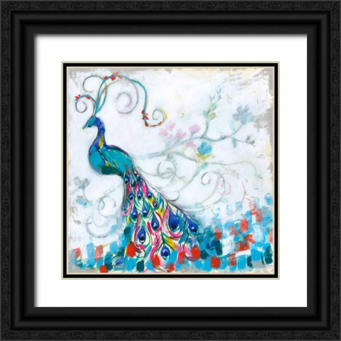 Confetti Peacock II Black Ornate Wood Framed Art Print with Double Matting by Goldberger, Jennifer