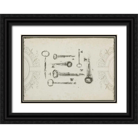 Keepsake Keys II Black Ornate Wood Framed Art Print with Double Matting by Goldberger, Jennifer