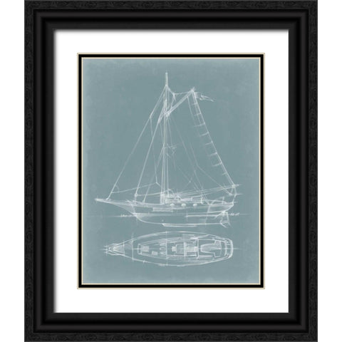 Yacht Sketches IV Black Ornate Wood Framed Art Print with Double Matting by Harper, Ethan