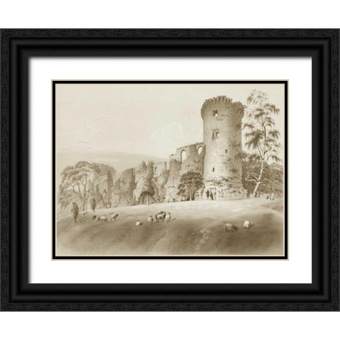 Bothwell Castle Black Ornate Wood Framed Art Print with Double Matting by Harding, J.D.