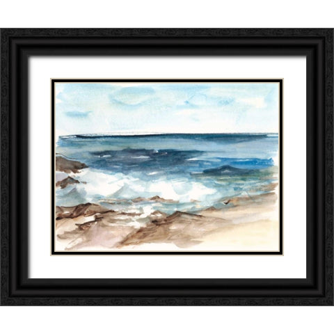 Coastal Watercolor V Black Ornate Wood Framed Art Print with Double Matting by Harper, Ethan