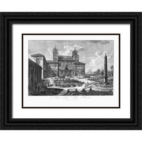 Veduta della Villa Medici Black Ornate Wood Framed Art Print with Double Matting by Piranesi