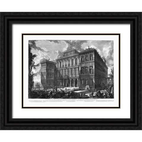 Veduta sul Monte Quirinale Black Ornate Wood Framed Art Print with Double Matting by Piranesi