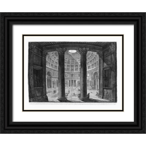 Veduta interna del Pantheon Black Ornate Wood Framed Art Print with Double Matting by Piranesi