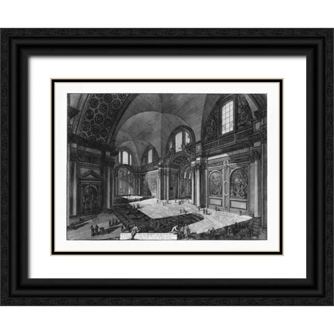 Veduta interna della Chiesa della Madonna Black Ornate Wood Framed Art Print with Double Matting by Piranesi