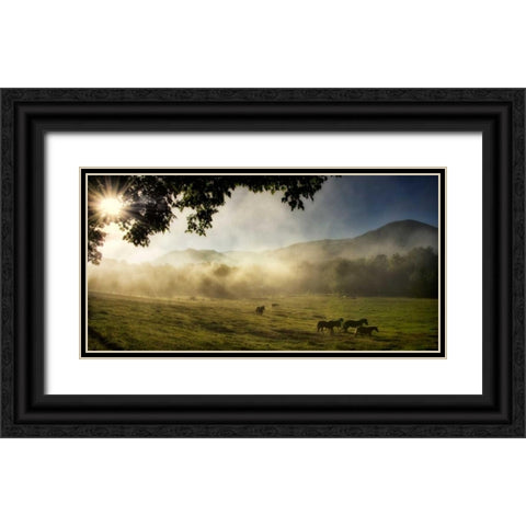 Running in the Mist Black Ornate Wood Framed Art Print with Double Matting by Head, Danny