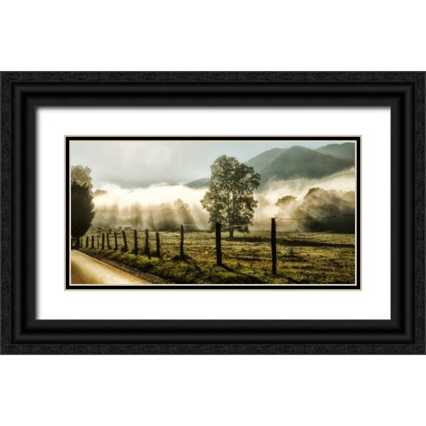Sunrise in Cades Cove Black Ornate Wood Framed Art Print with Double Matting by Head, Danny